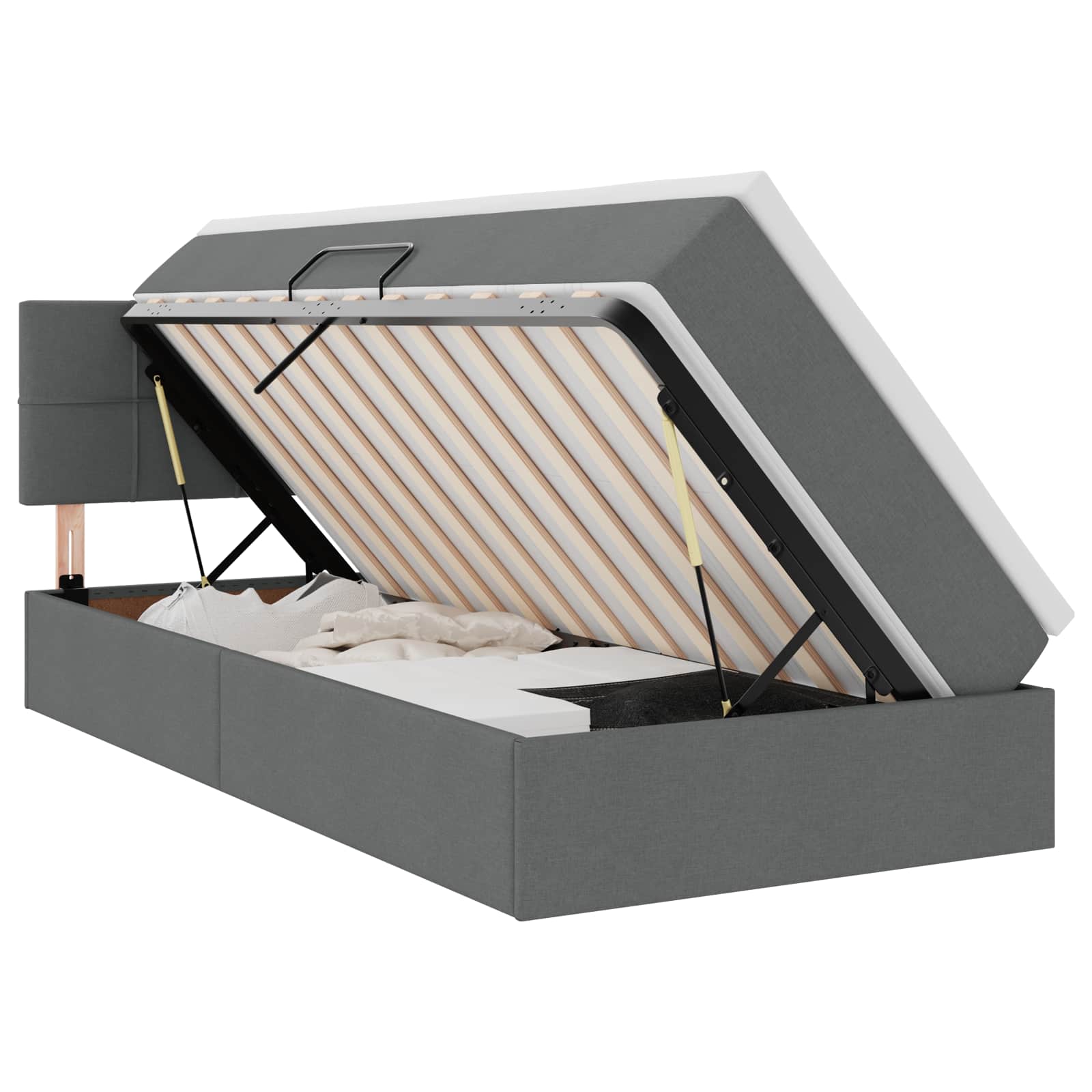 Storage Bed with Mattress Dark Grey 107 x 203 cm Fabric