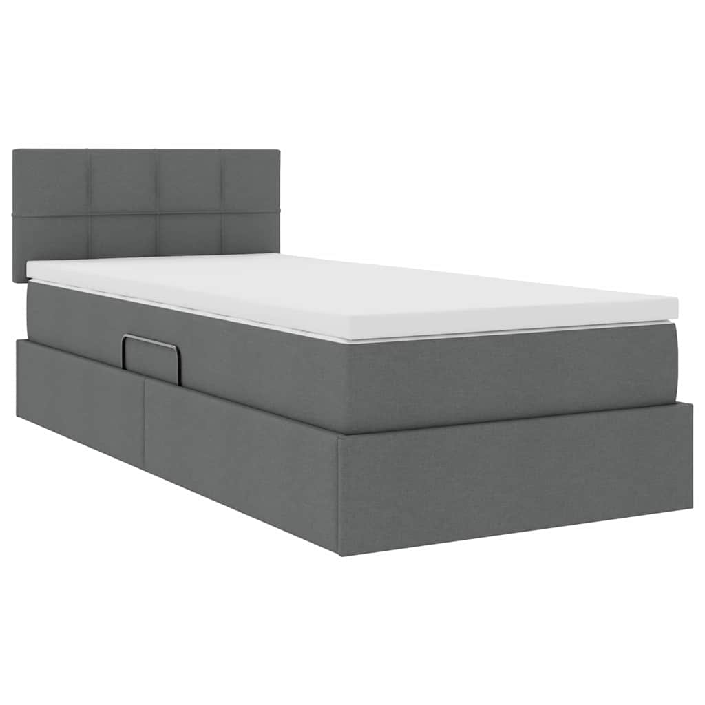 Storage Bed with Mattress Dark Grey 107 x 203 cm Fabric