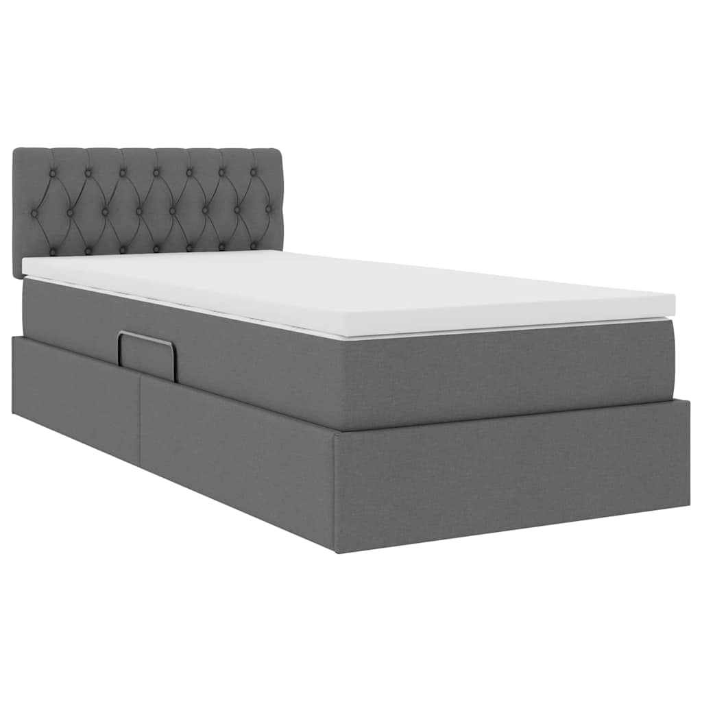 Storage Bed with Mattress Dark Grey 107 x 203 cm Fabric