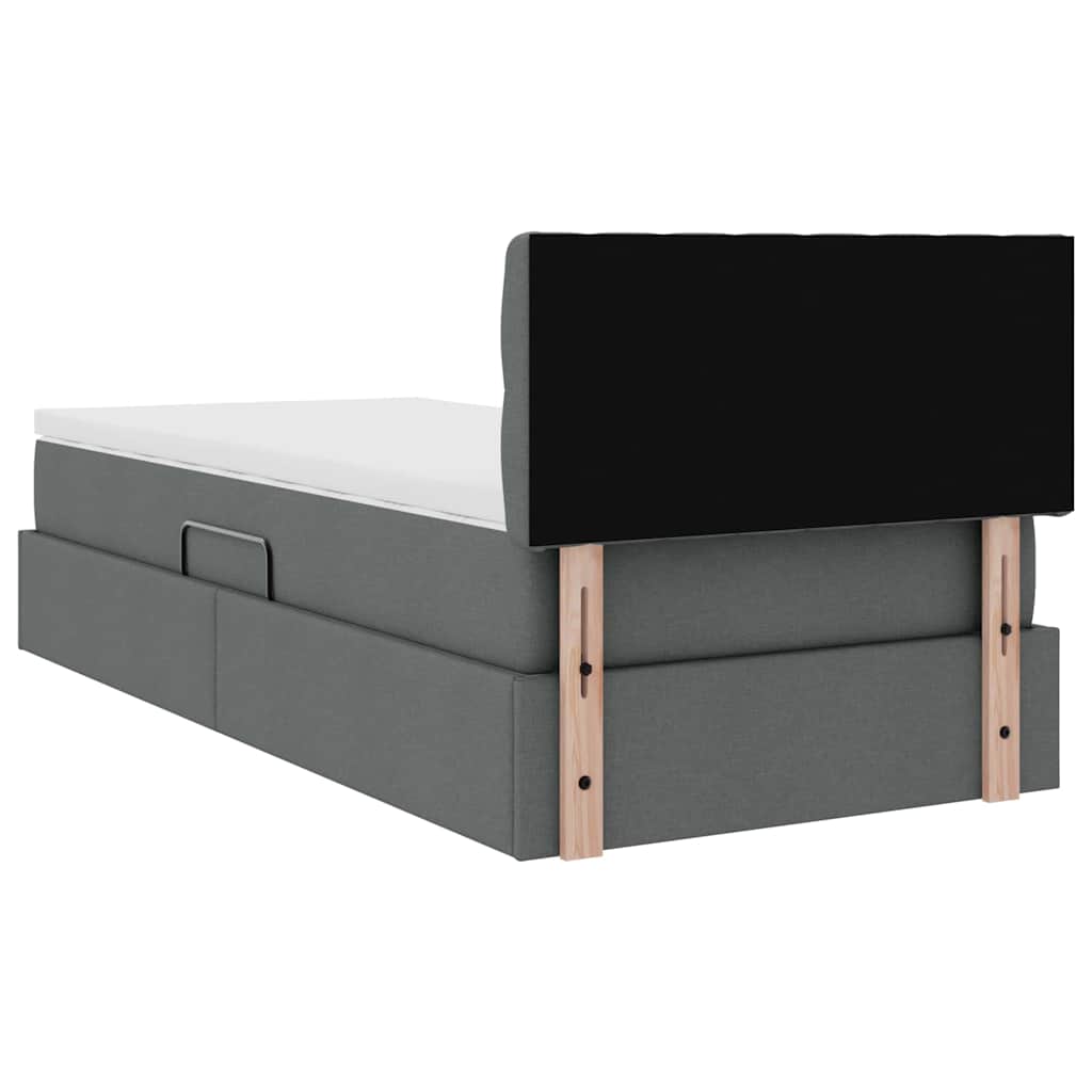Storage Bed with Mattress Dark Grey 107 x 203 cm Fabric