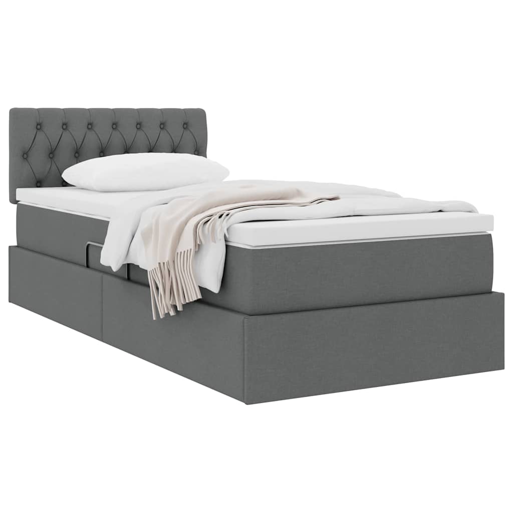 Storage Bed with Mattress Dark Grey 107 x 203 cm Fabric