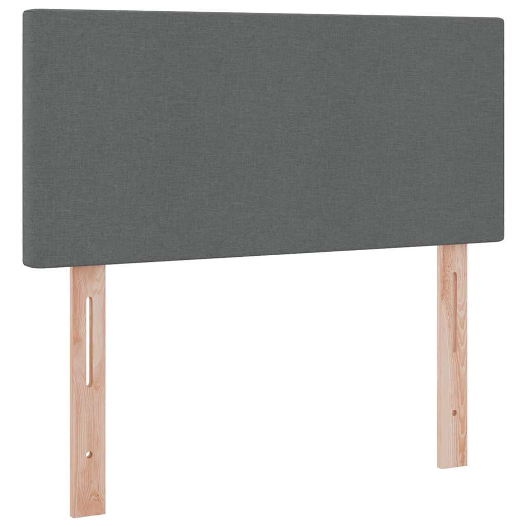 LED Storage Bed with Mattress Dark Grey 107 x 203 cm Fabric