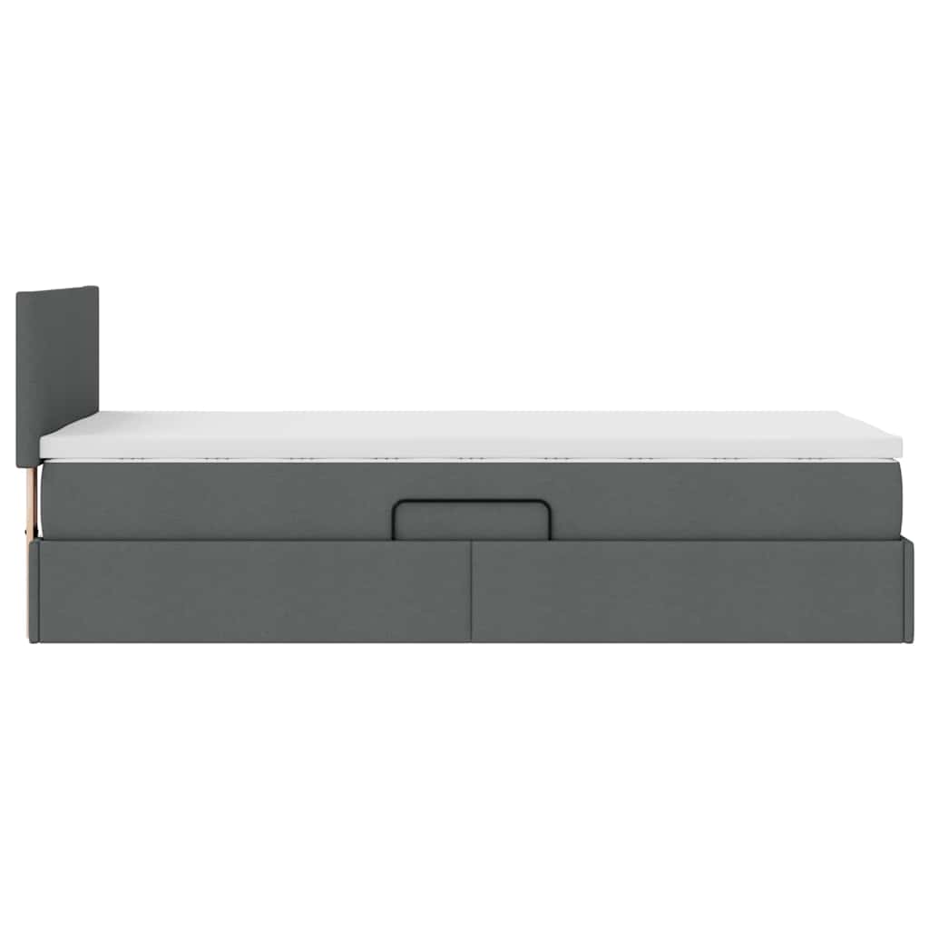 LED Storage Bed with Mattress Dark Grey 107 x 203 cm Fabric