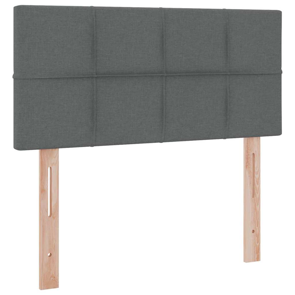 LED Storage Bed with Mattress Dark Grey 107 x 203 cm Fabric