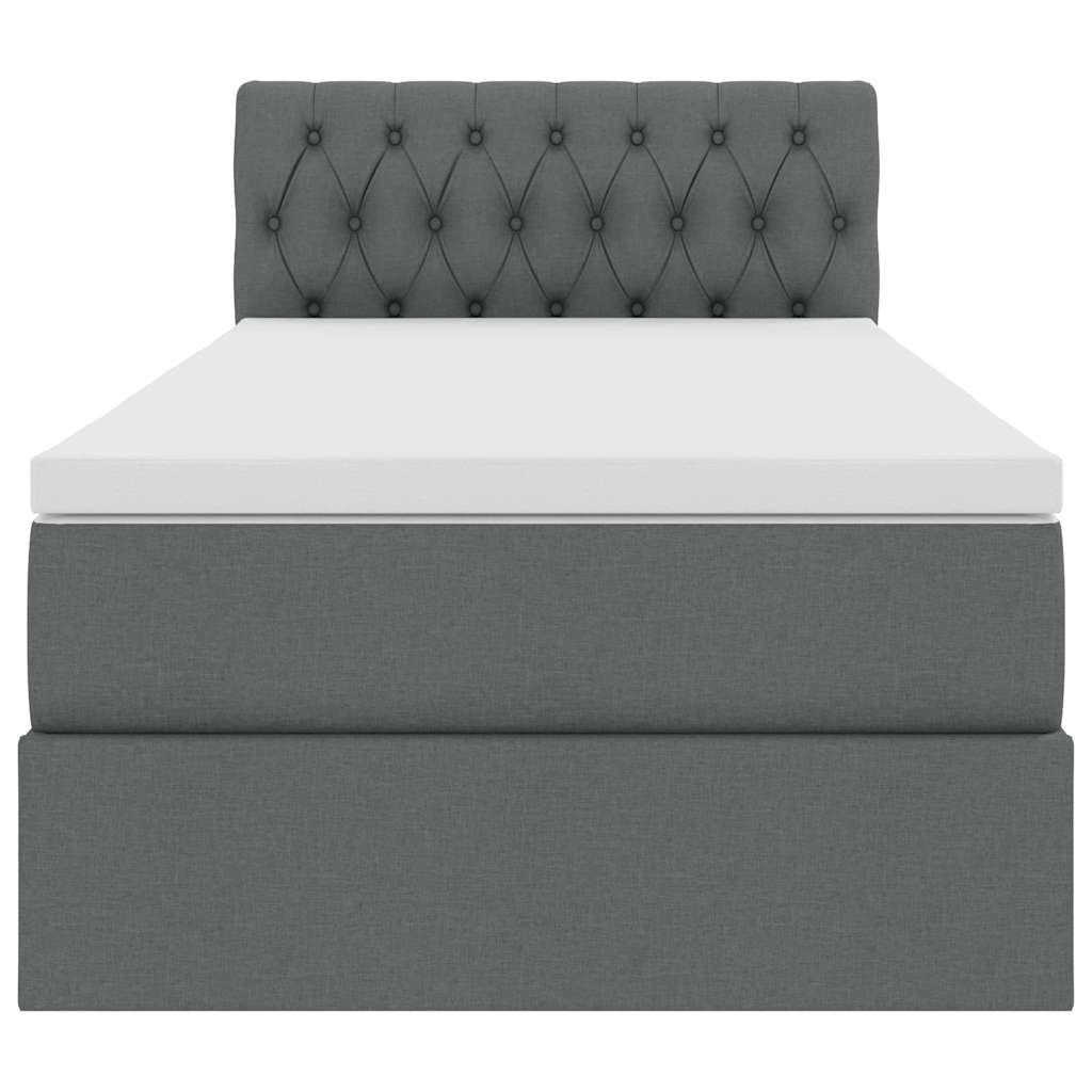 LED Storage Bed with Mattress Dark Grey 107 x 203 cm Fabric