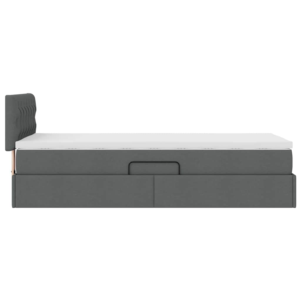 LED Storage Bed with Mattress Dark Grey 107 x 203 cm Fabric