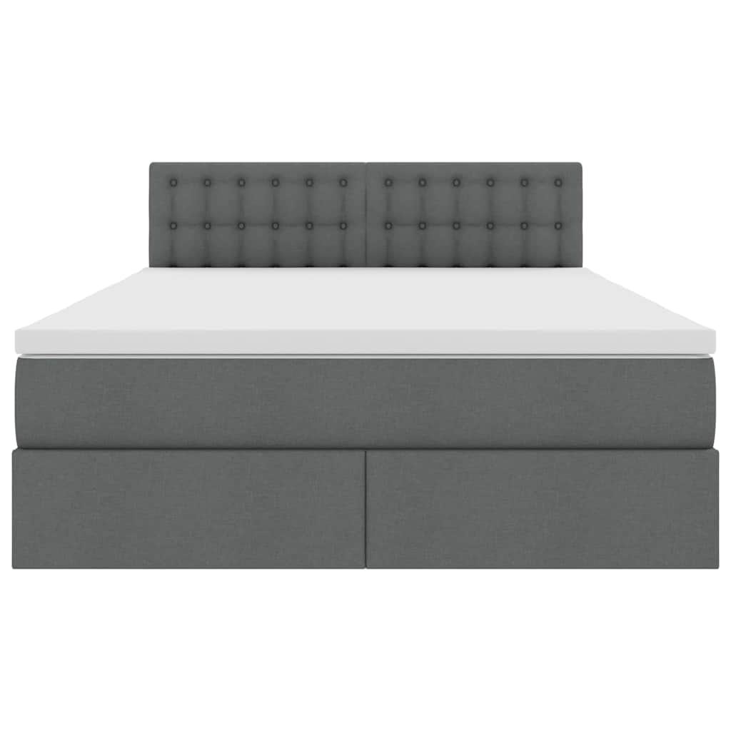 LED Storage Bed with Mattress Dark Grey 137 x 190 cm Fabric
