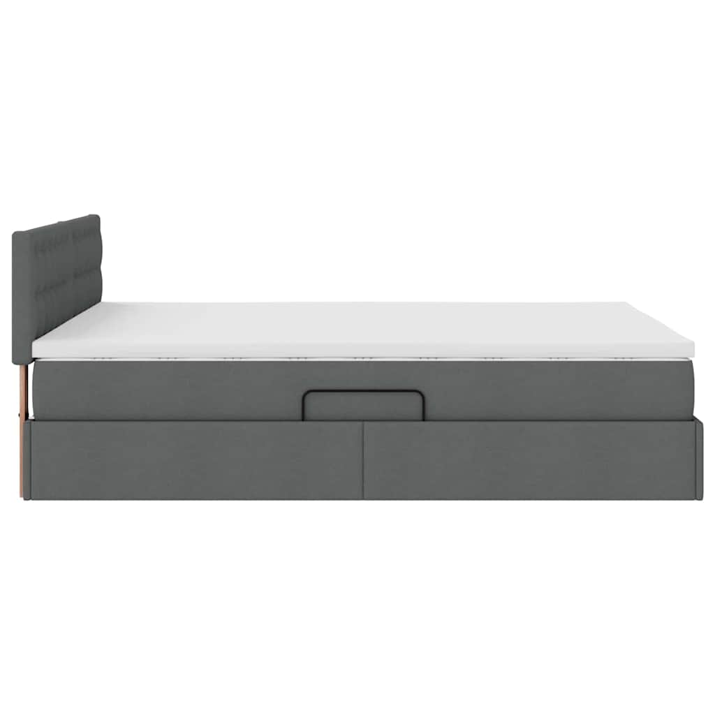 LED Storage Bed with Mattress Dark Grey 137 x 190 cm Fabric