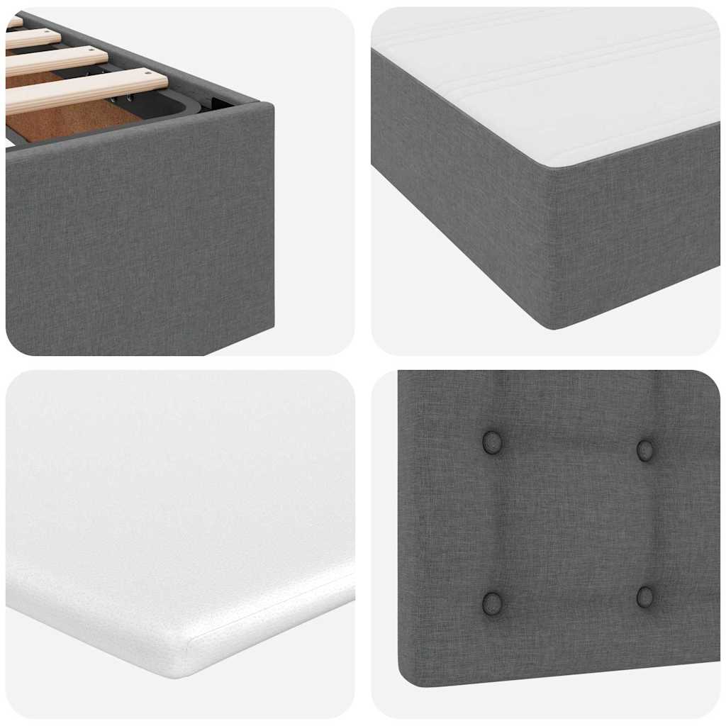 LED Storage Bed with Mattress Dark Grey 107 x 203 cm Fabric