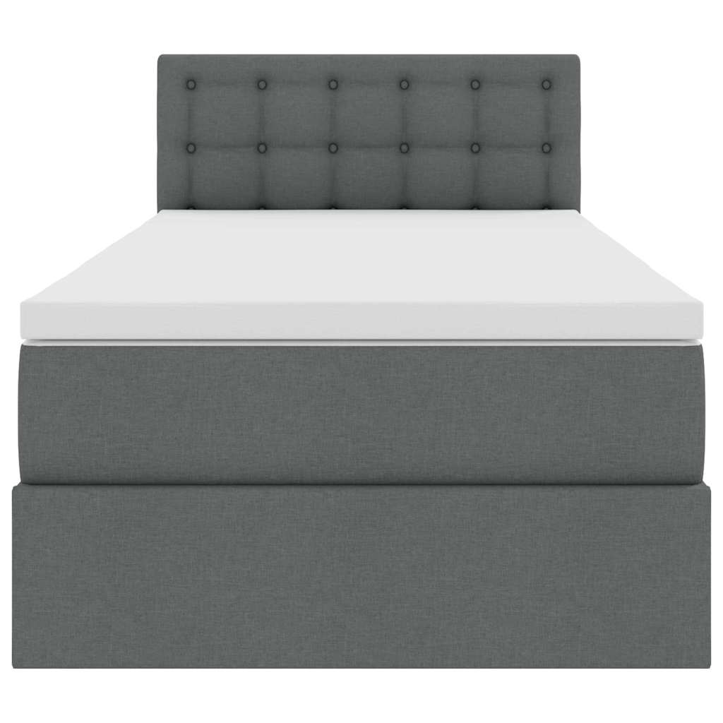 LED Storage Bed with Mattress Dark Grey 107 x 203 cm Fabric