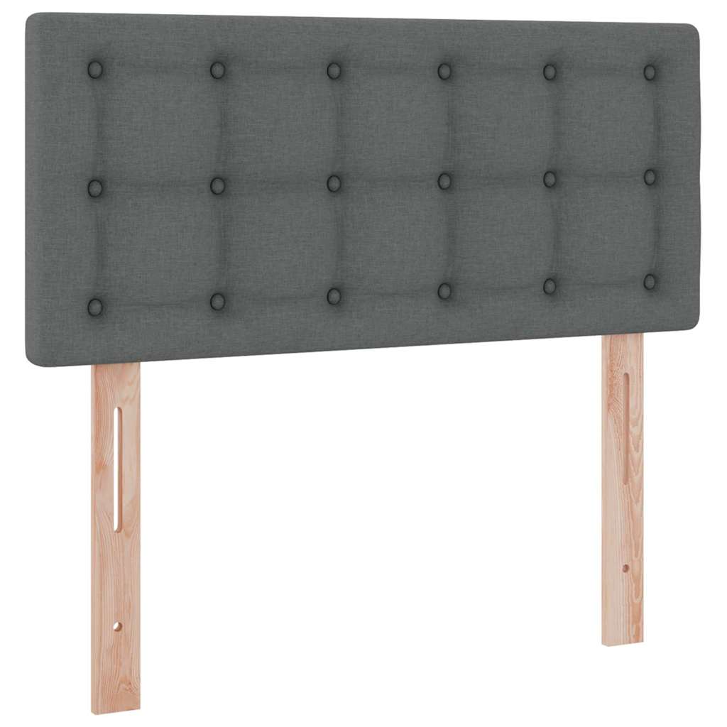 LED Storage Bed with Mattress Dark Grey 107 x 203 cm Fabric
