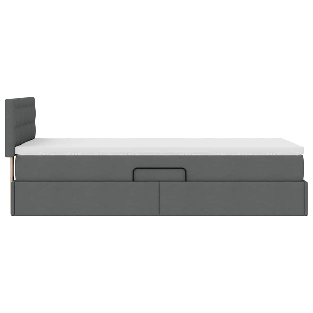 LED Storage Bed with Mattress Dark Grey 107 x 203 cm Fabric