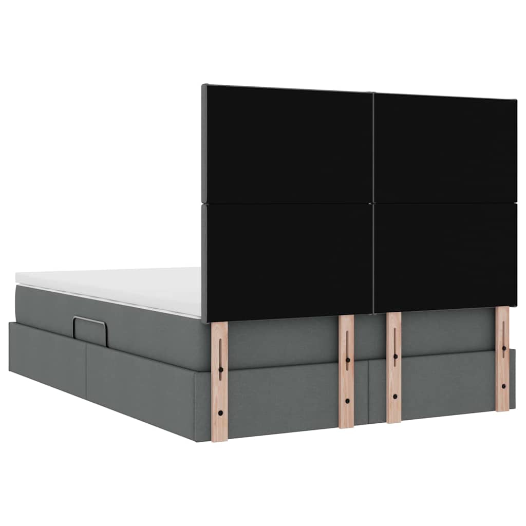 Storage Bed with Headboard Dark Grey 137 x 190 cm Fabric