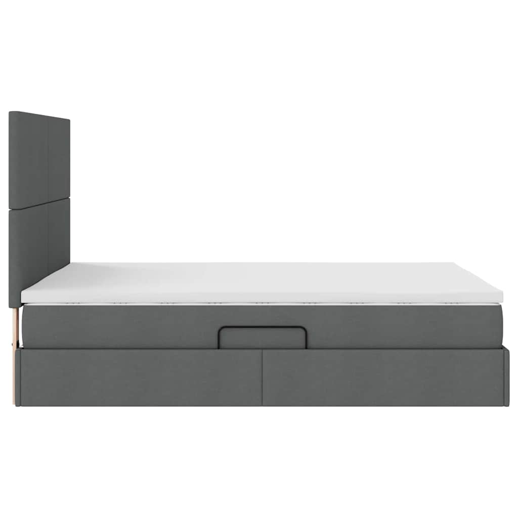 Storage Bed with Headboard Dark Grey 137 x 190 cm Fabric