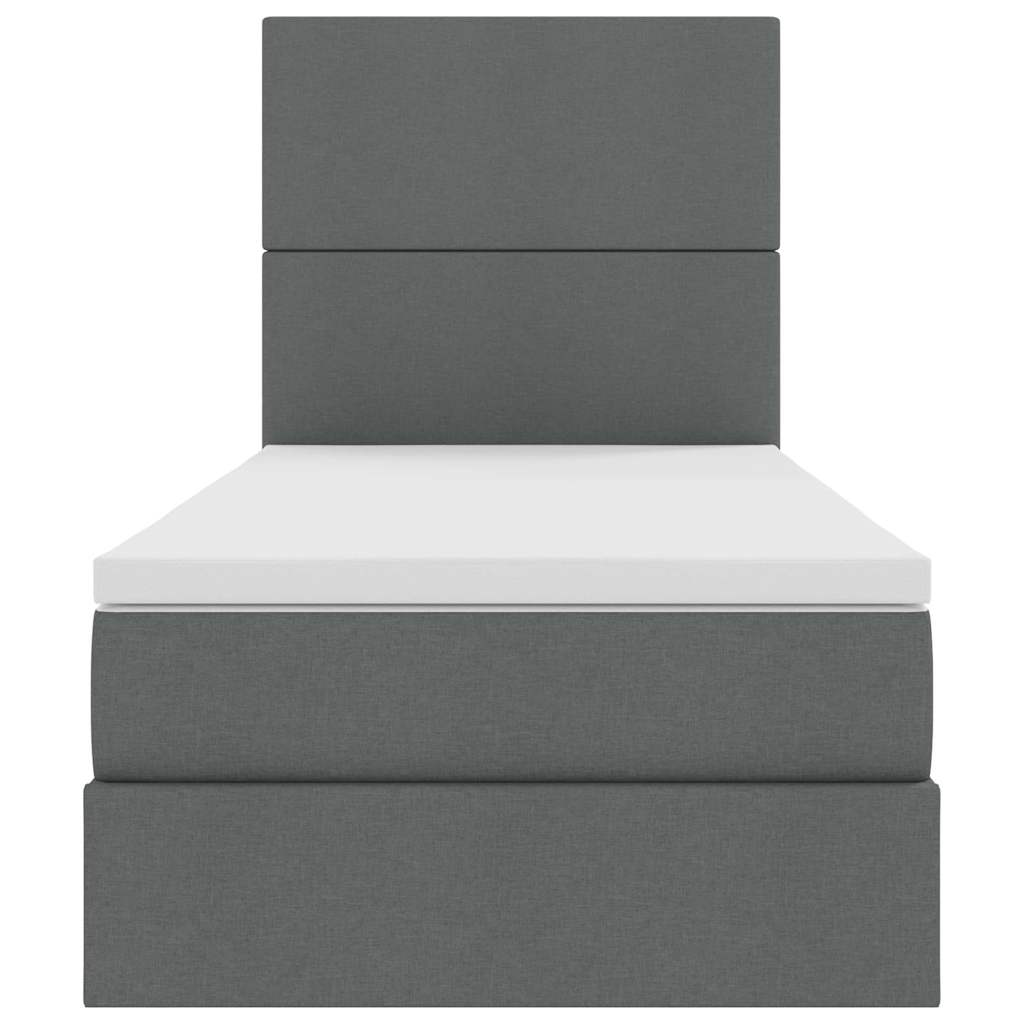 Storage Bed with Headboard Dark Grey 107 x 203 cm Fabric