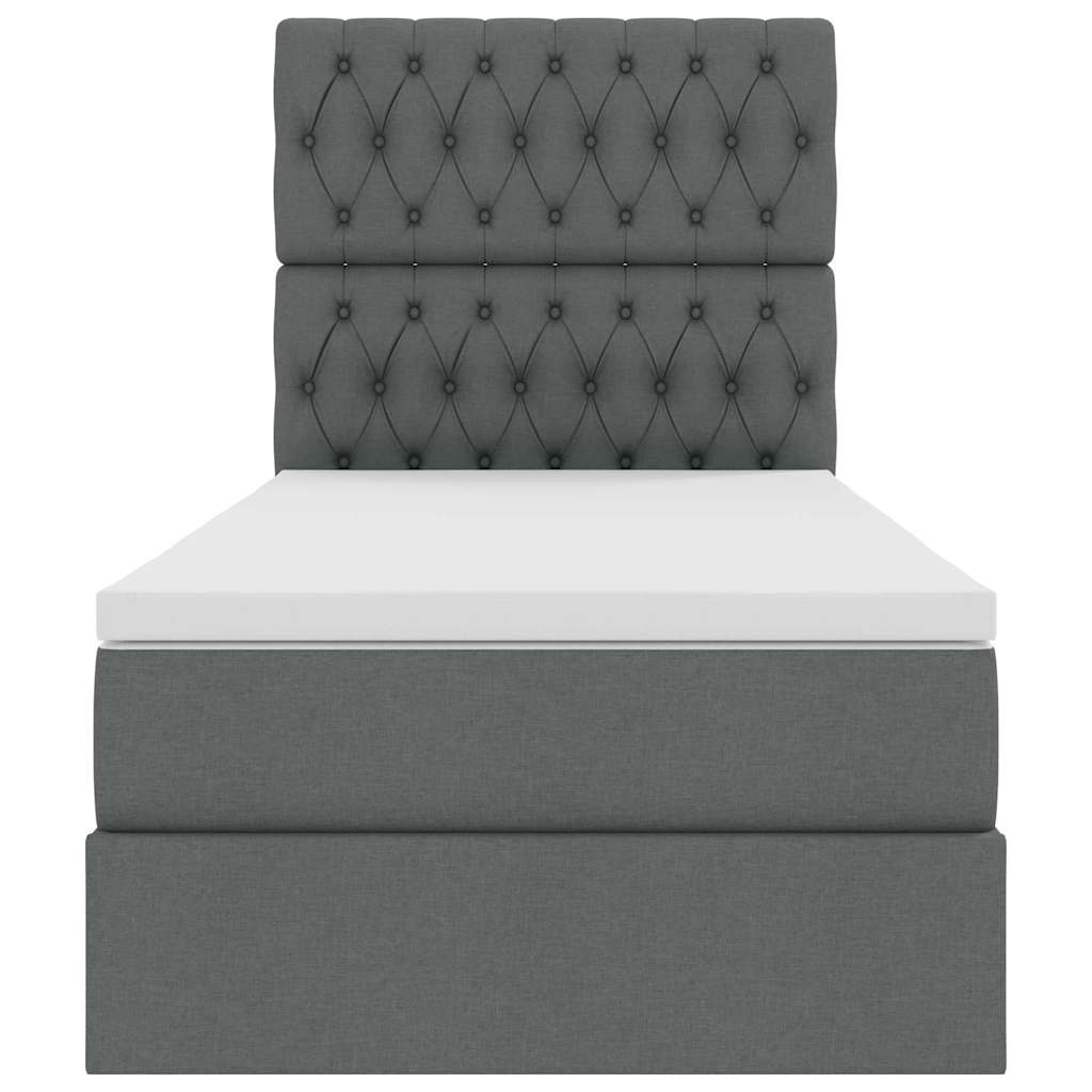 Storage Bed with Headboard Dark Grey 107 x 203 cm Fabric