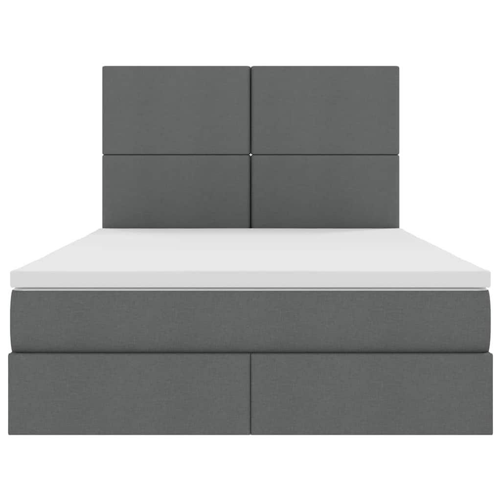 Bed with LED Strip Lights Dark Grey 152 x 203 cm Fabric