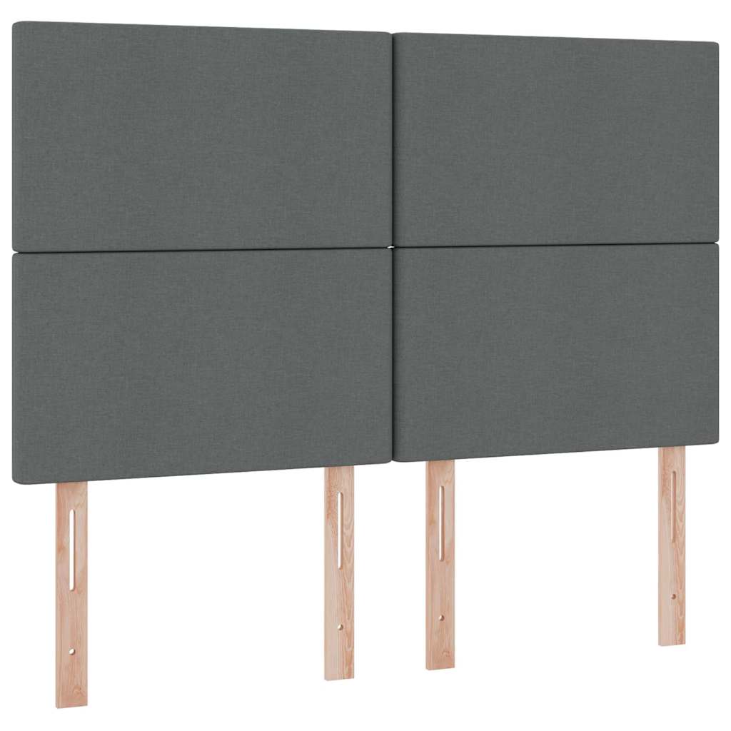 Bed with LED Strip Lights Dark Grey 152 x 203 cm Fabric