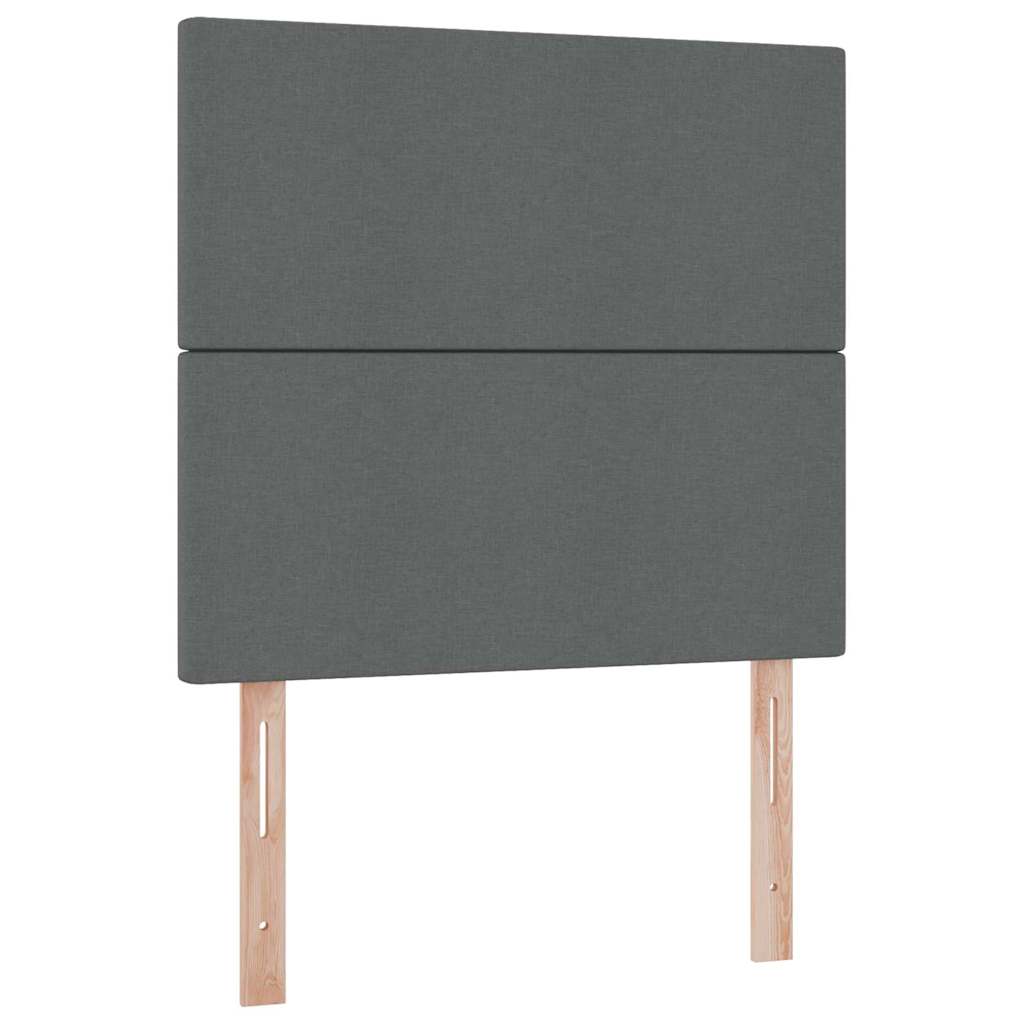 LED Storage Bed with Mattress Dark Grey 107 x 203 cm Fabric