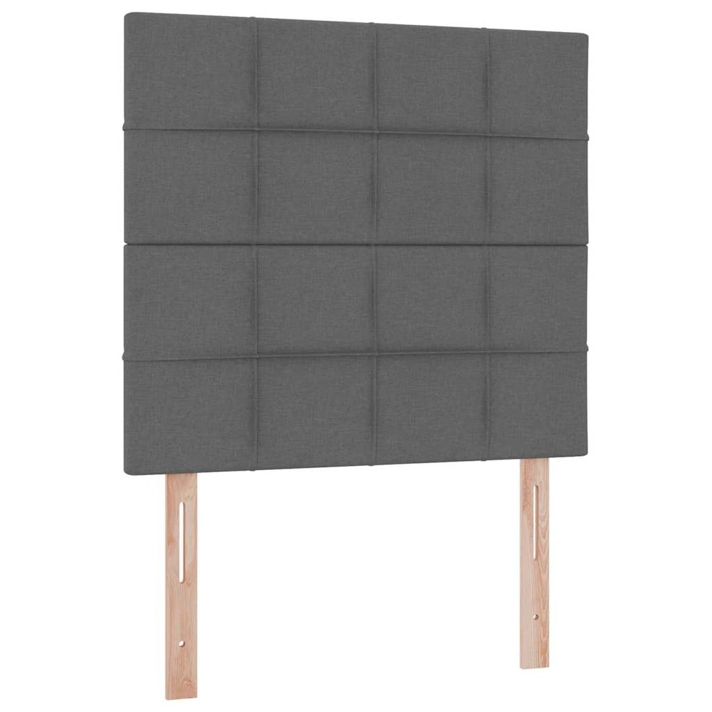 LED Storage Bed with Mattress Dark Grey 107 x 203 cm Fabric