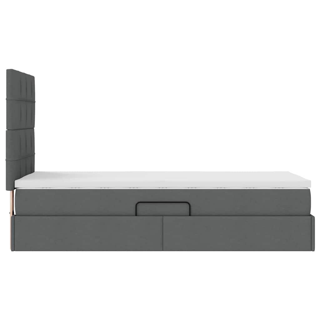 LED Storage Bed with Mattress Dark Grey 107 x 203 cm Fabric