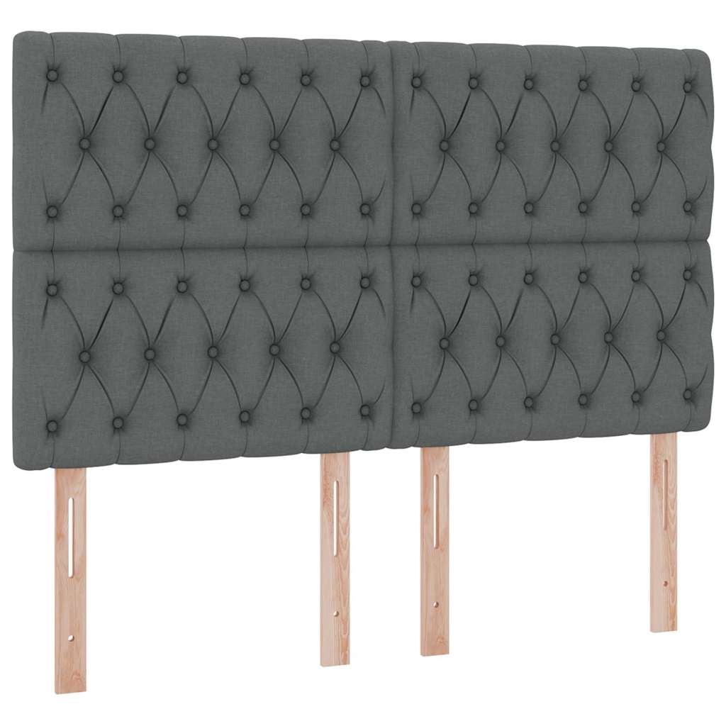 LED Storage Bed with Mattress Dark Grey 152 x 203 cm Fabric