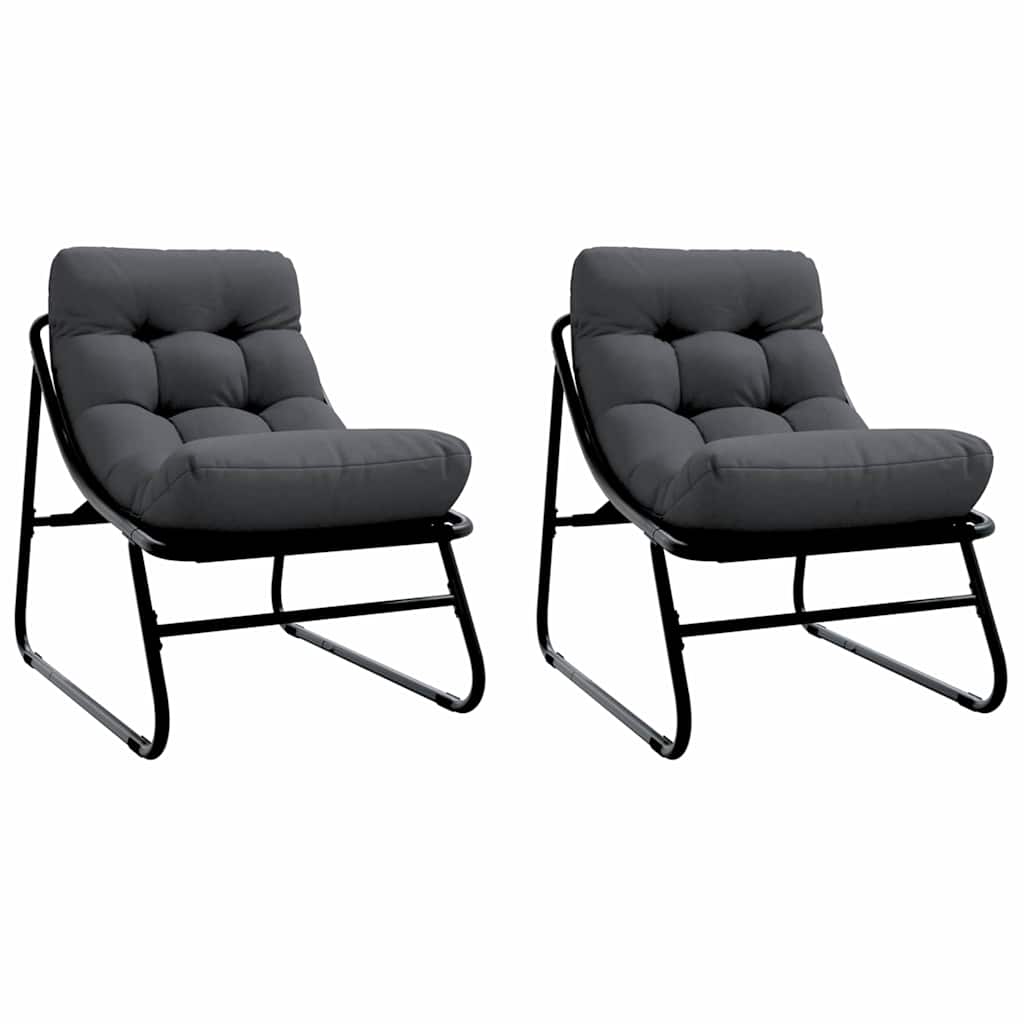Garden Furniture 2 pcs Black Powder-Coated Steel
