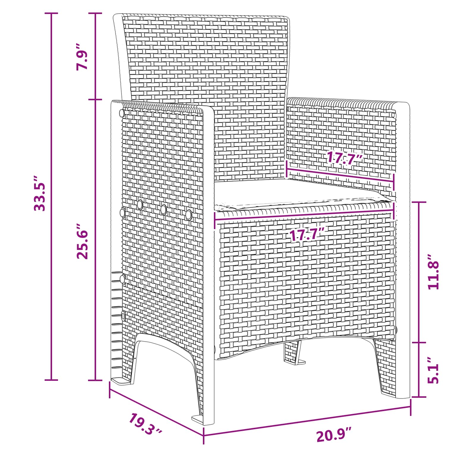 Garden Chair 4 pcs White 53 x 49 x 85 cm Polypropylene