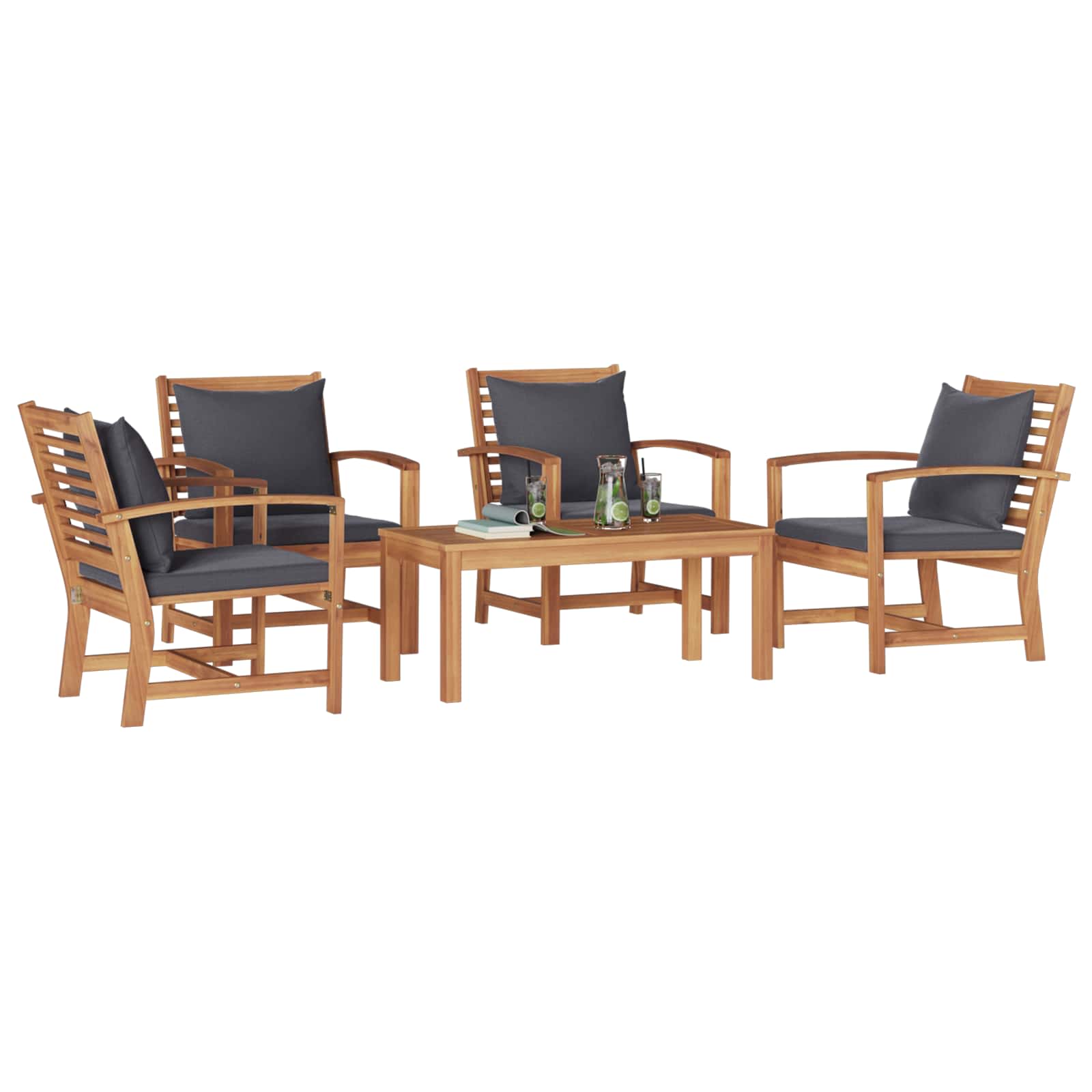 Garden Sofa Set 5 pcs Natural Solid Teak Wood