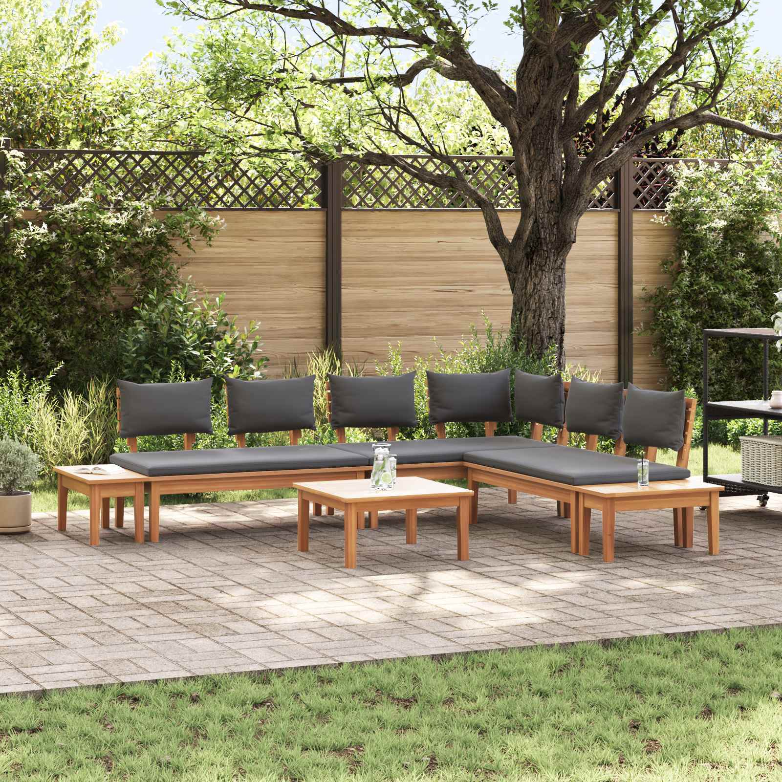 Garden Sofa Set 3 pcs Brown and Grey