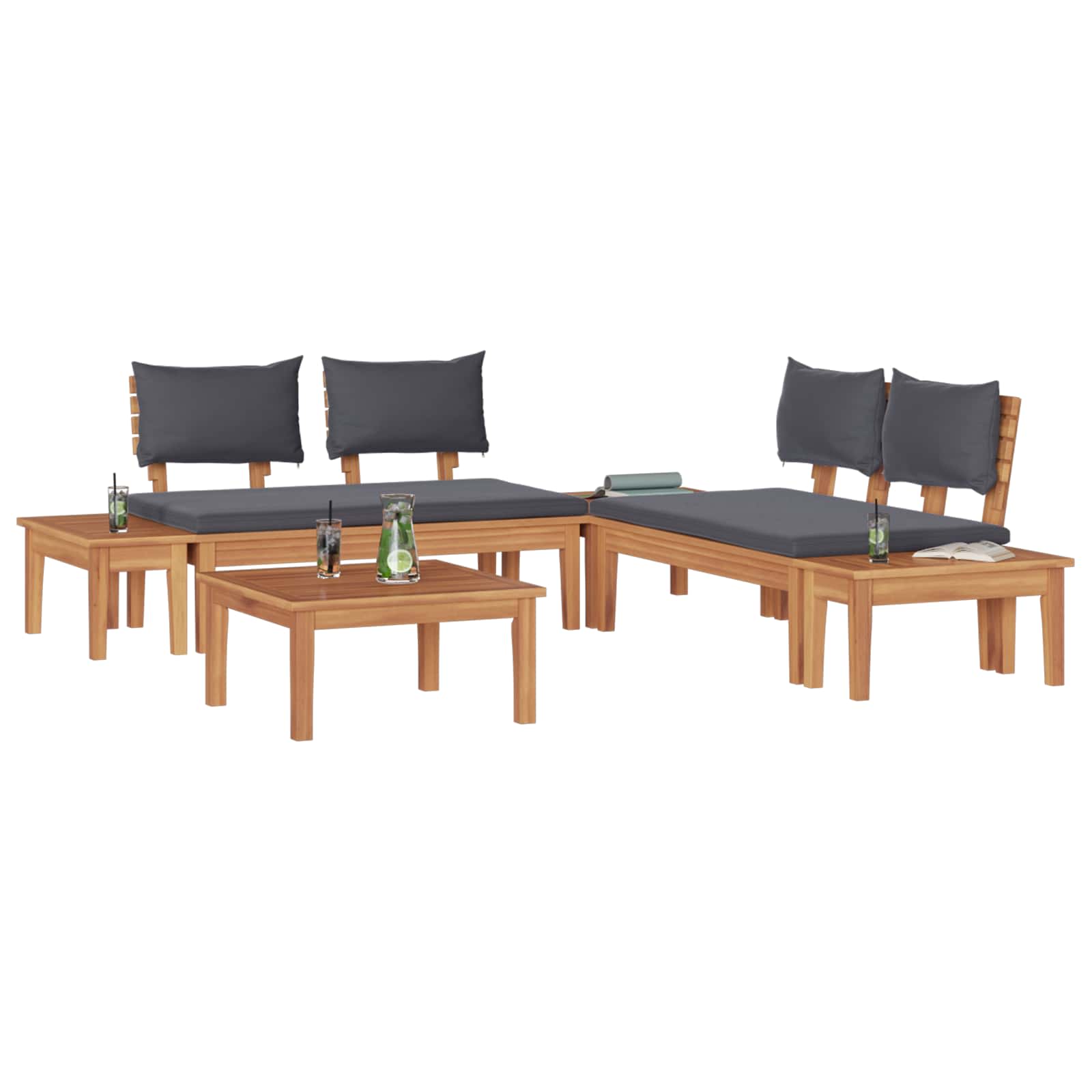 Garden Sofa Set 3 pcs Brown and Grey