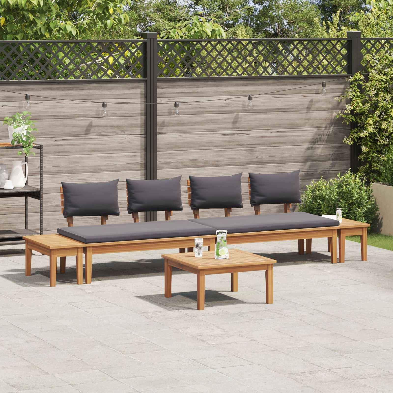 Garden Sofa Set 5 pcs Brown and Grey