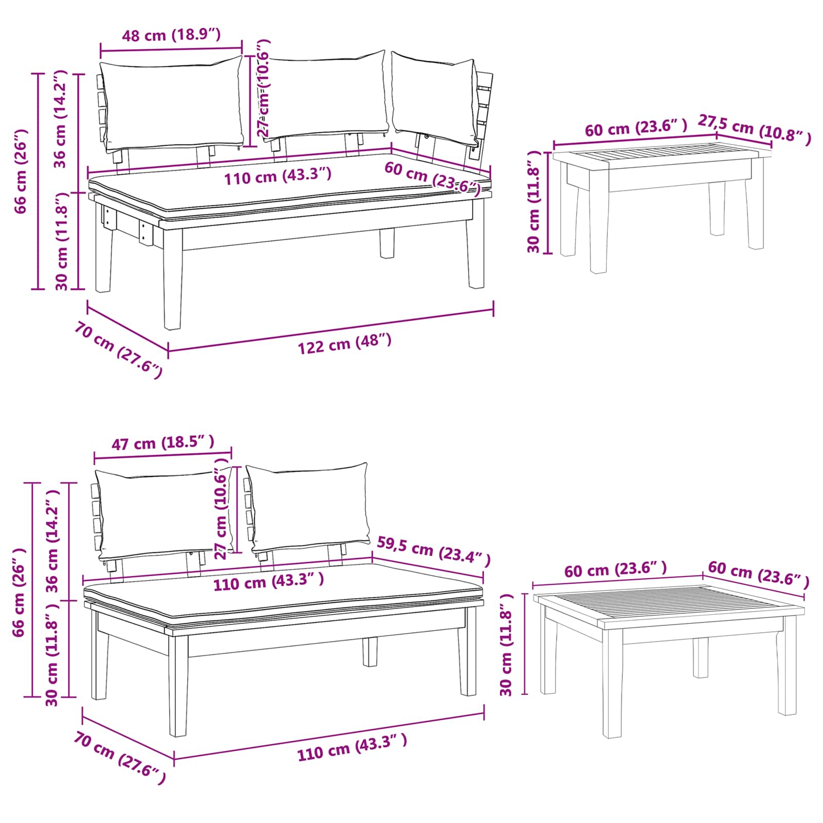 Garden Sofa Set 5 pcs Brown and Grey