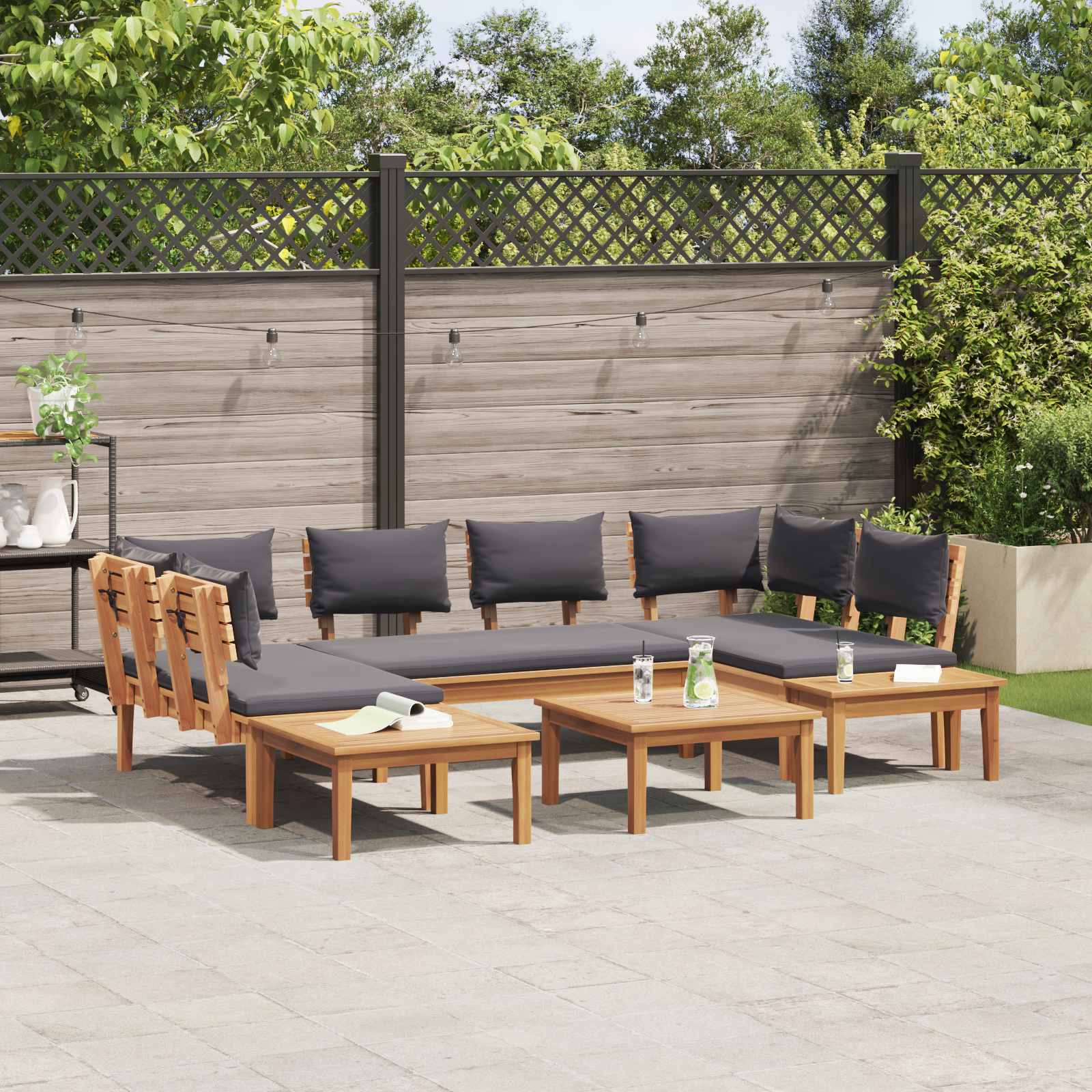 Garden Sofa Set 4 pcs Brown and Grey