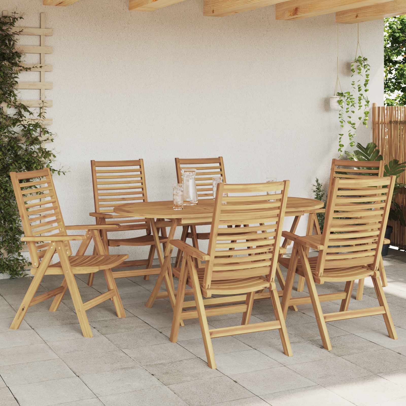 Garden Dining Set 7 pcs Brown Solid Teak Wood