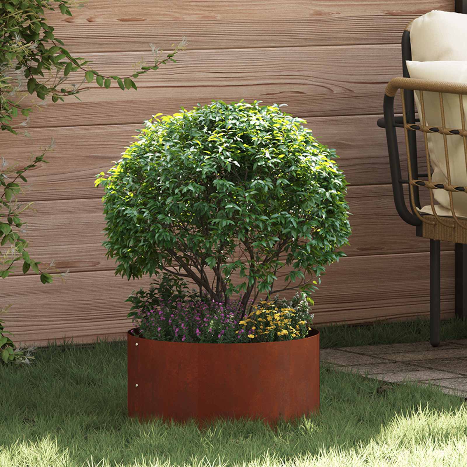 Planter Ring 5 pcs Rusty 40 x 40 x 20 cm Weathering Steel