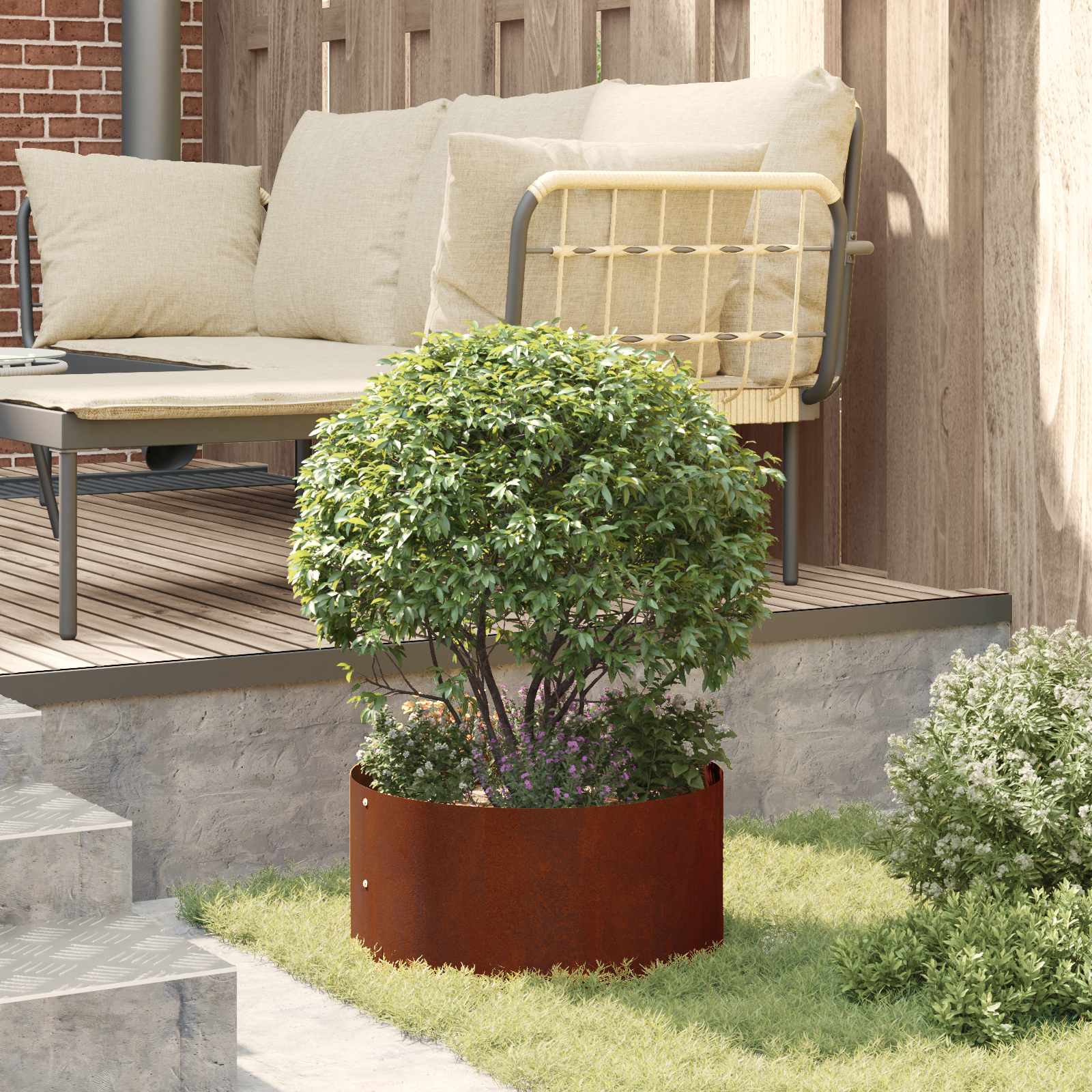 Planter Ring 5 pcs Rusty 40 x 40 x 20 cm Weathering Steel