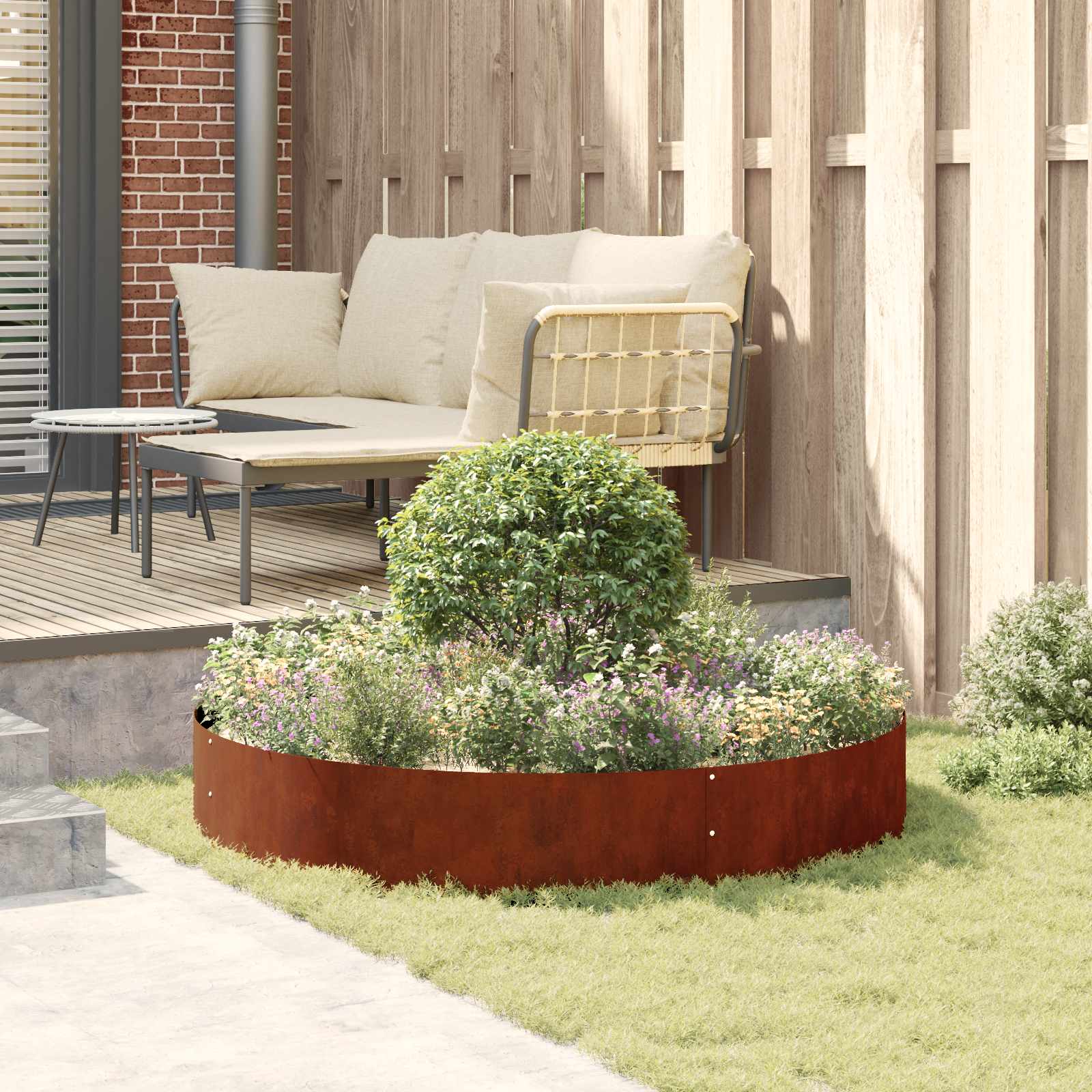Planter Ring 5 pcs Rusty 120 x 120 x 20 cm Weathering Steel