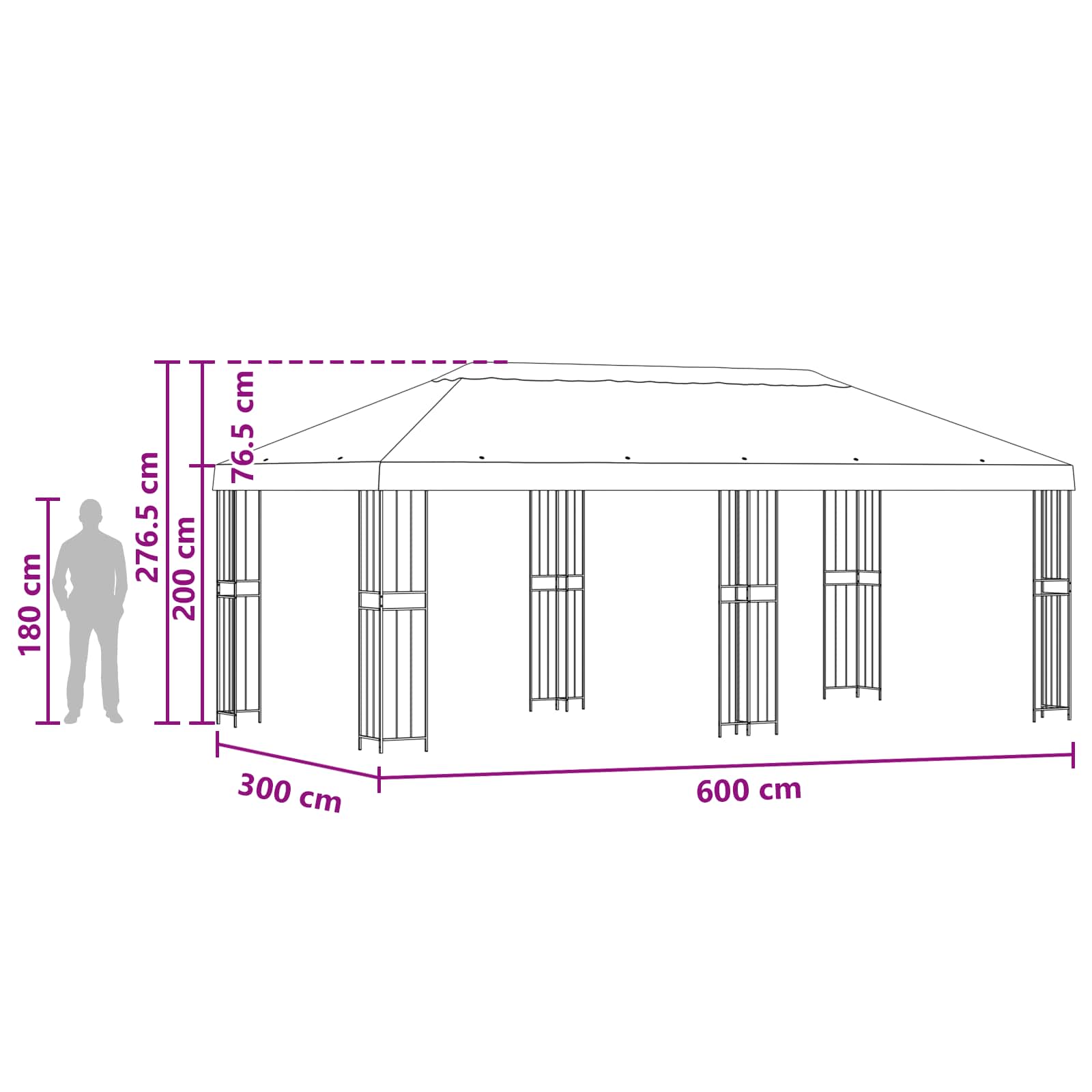 Gazebo with Sidewalls 6 x 3 m Cream Polyester and Steel 190