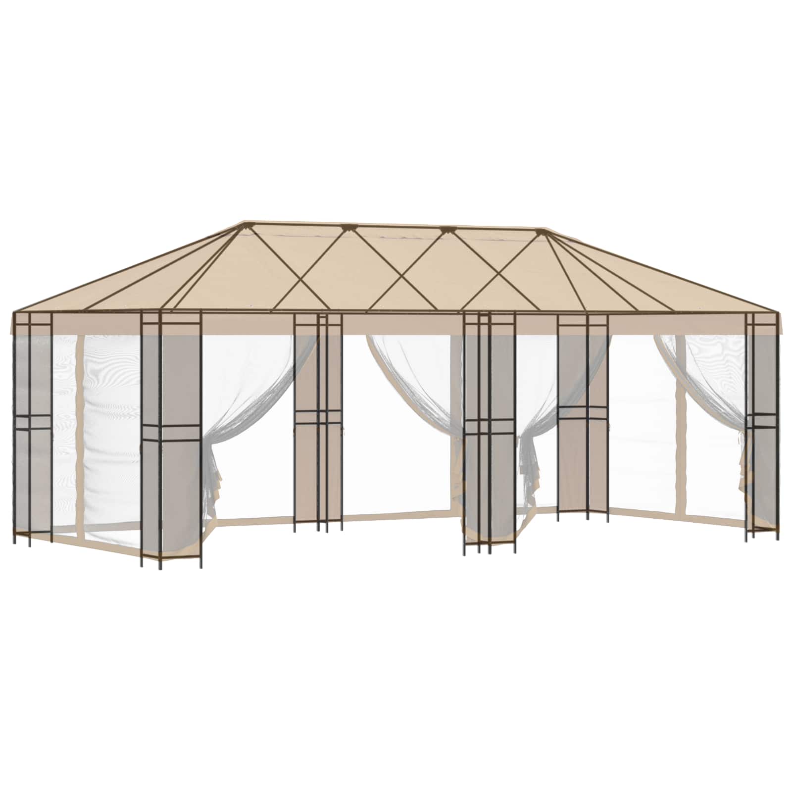 Gazebo Frame 6 x 3 m Black Steel