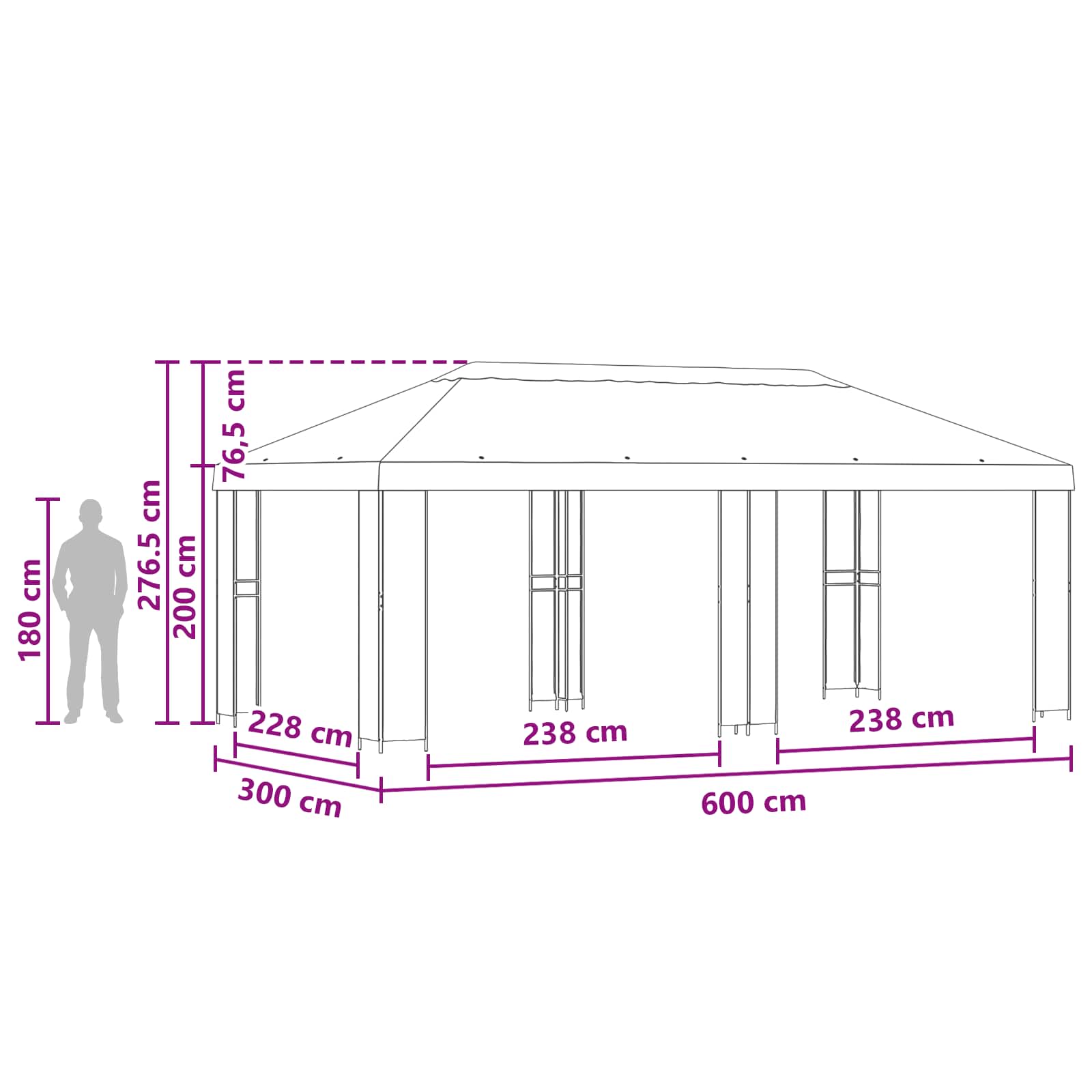 Garden Gazebo 6 x 3 m Anthracite Polyester and Steel 190