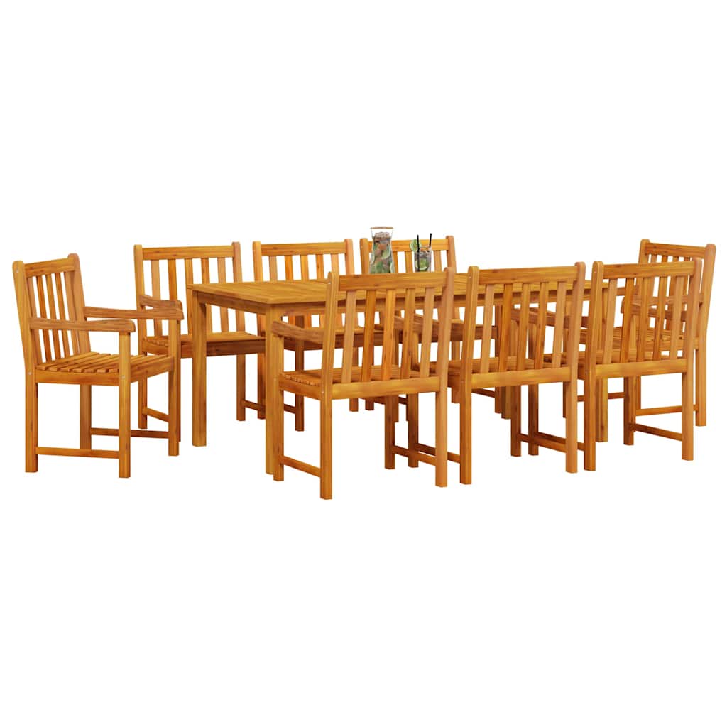 Garden Dining Set 9 pcs Brown Solid Acacia Wood