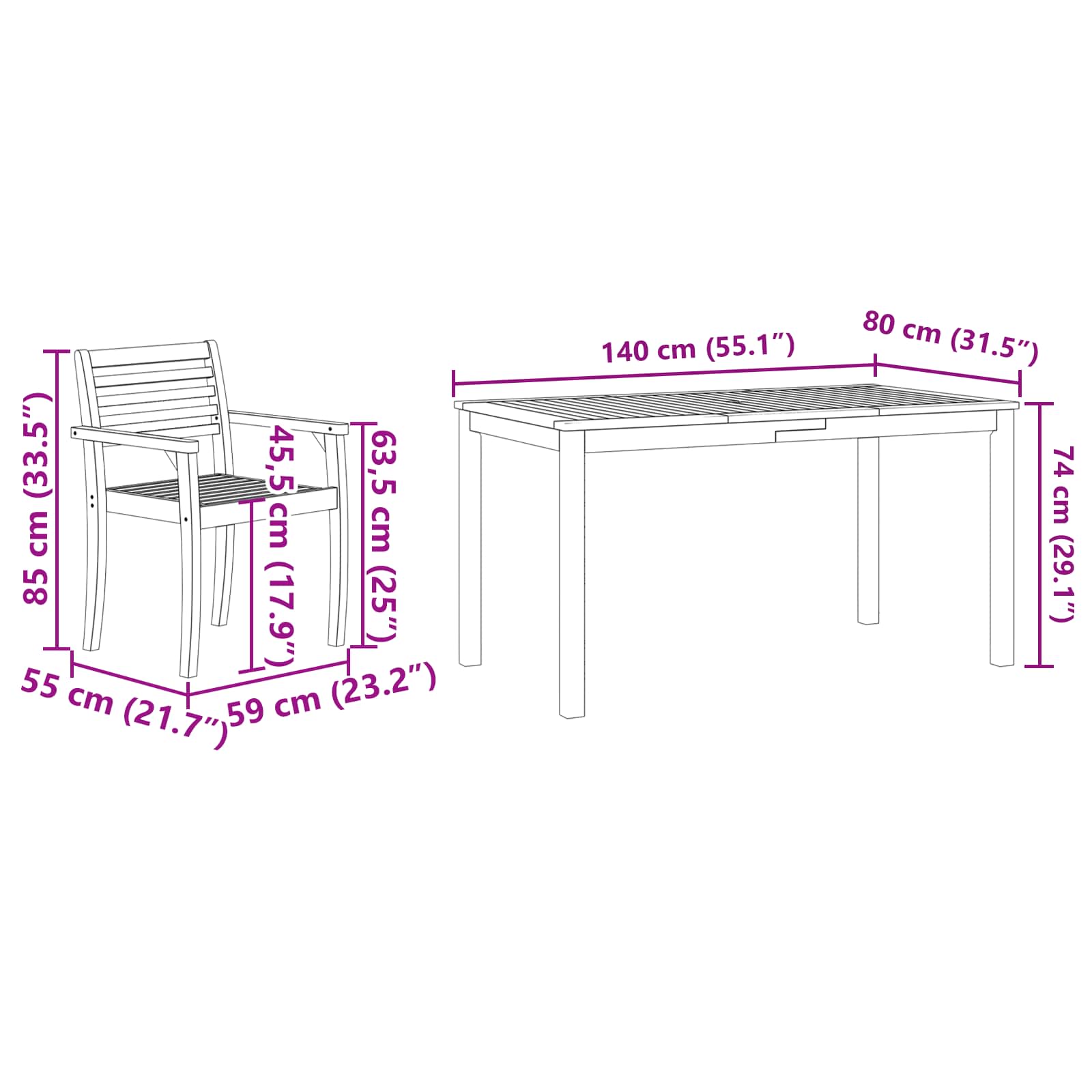 Garden Dining Set 5 pcs Brown Solid Acacia Wood