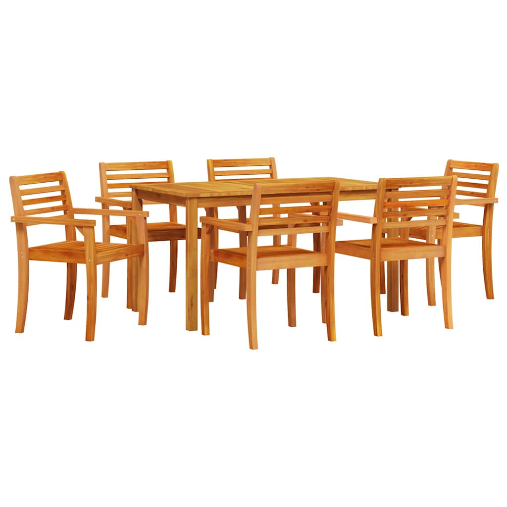 Garden Dining Set 7 pcs Brown Solid Acacia Wood