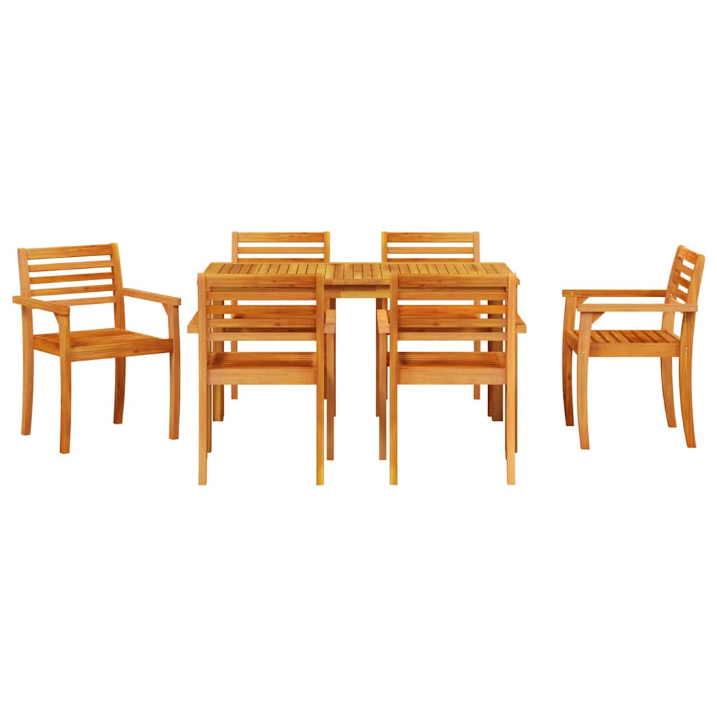 Garden Dining Set 7 pcs Brown Solid Acacia Wood
