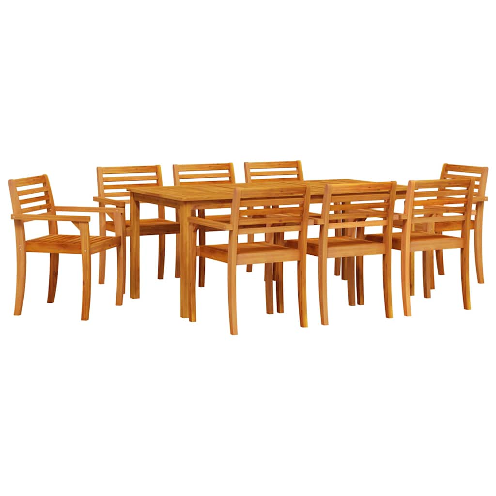 Garden Dining Set 9 pcs Brown Solid Acacia Wood