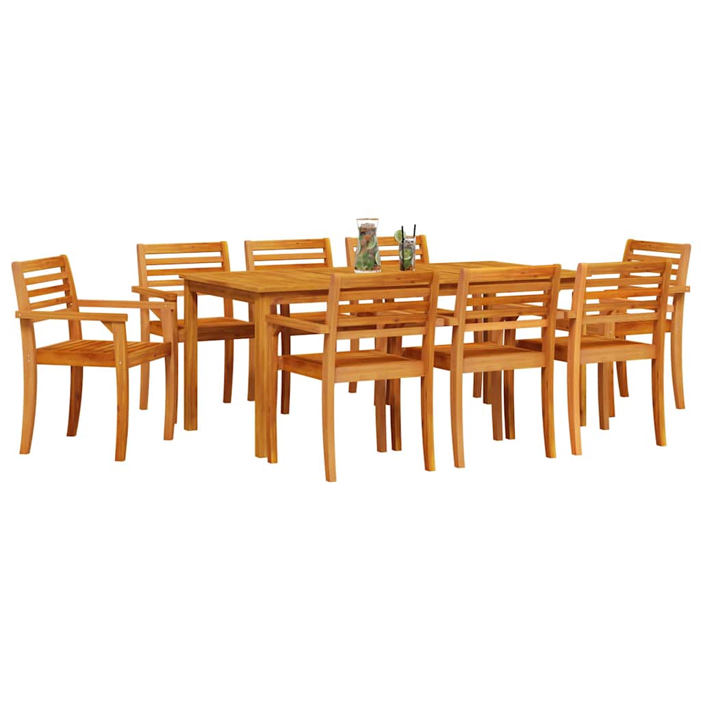 Garden Dining Set 9 pcs Brown Solid Acacia Wood