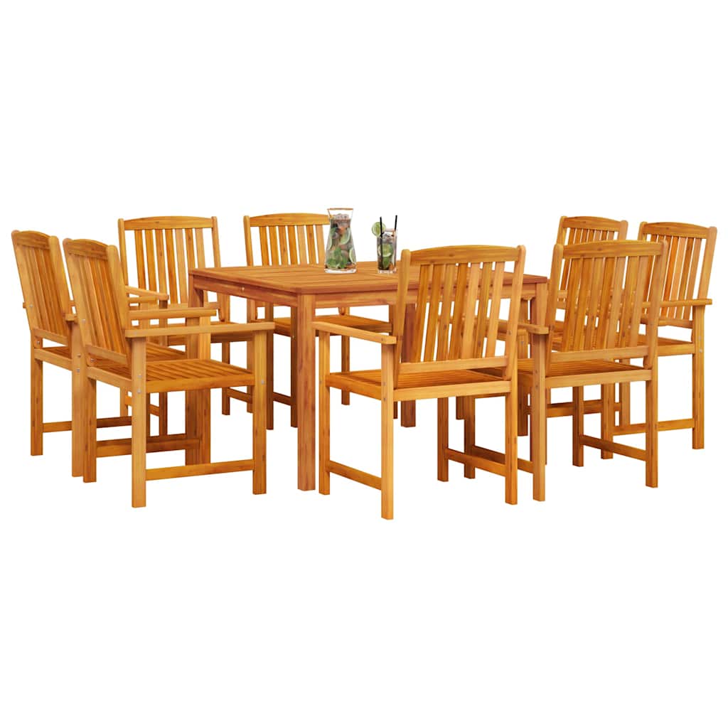 Garden Dining Set 9 pcs Brown Solid Acacia Wood