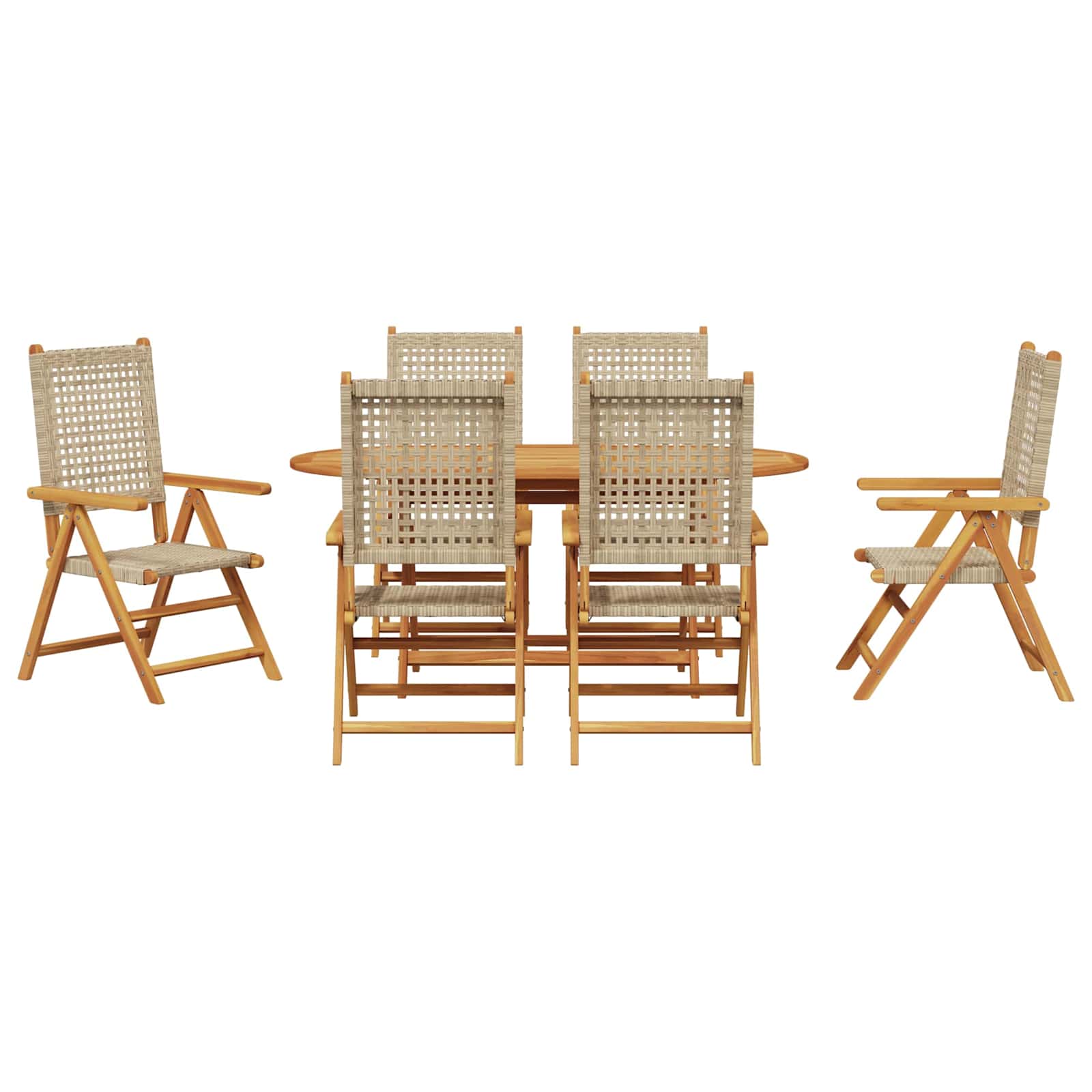 Garden Dining Set Folding 7 pcs Beige Solid Acacia Wood