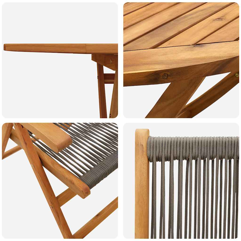 Garden Dining Set Folding 5 pcs Grey Solid Acacia Wood